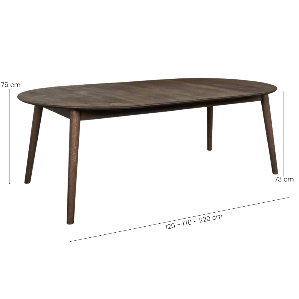 Venus Rundt Spisebord M. Tillægsplader - Smoked Egetræ Ø120-170-220 cm