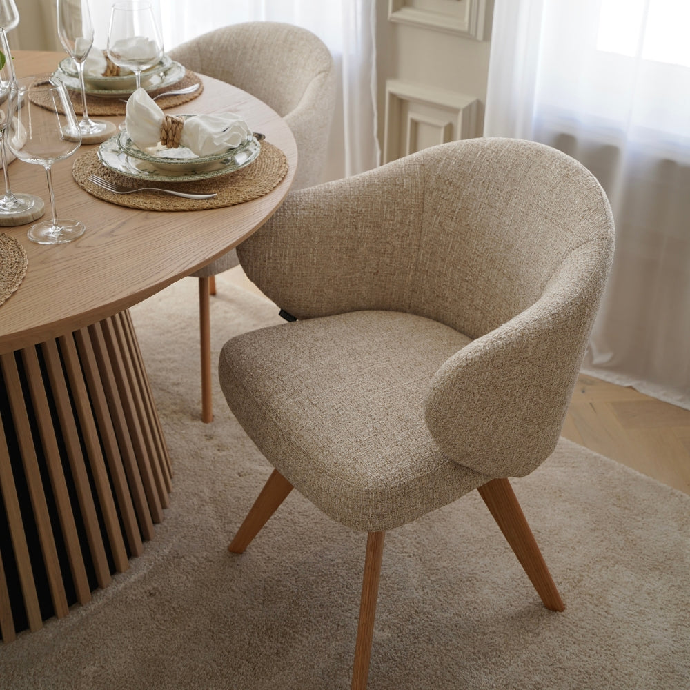 Verdal Spisebordsstol - Beige Bouclé m. Natur Eg Ben