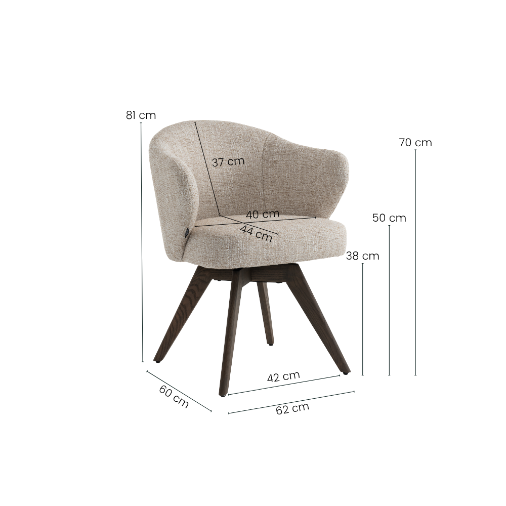 Verdal Spisebordsstol - Beige Bouclé m. Smoked Eg Ben