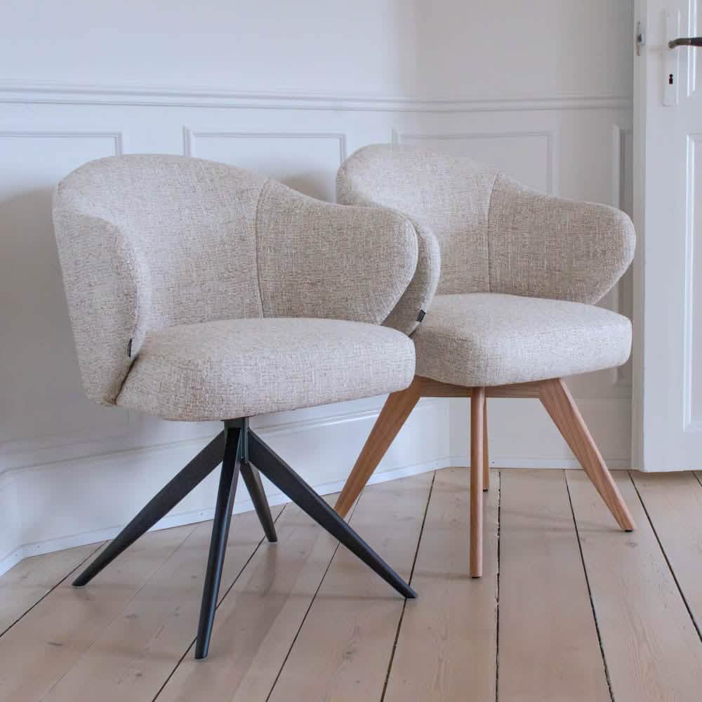 Verdal Spisebordsstol i Beige Bouclé m. sorte metal ben