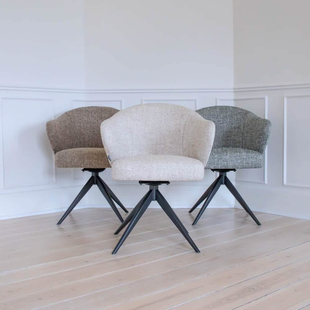 Verdal Spisebordsstol i Beige Bouclé m. sorte metal ben