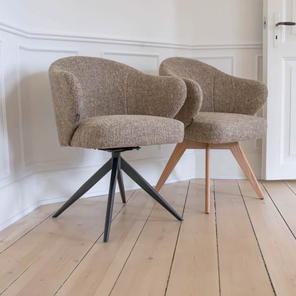 Verdal Spisebordsstol i Brun Bouclé m. sorte metalben