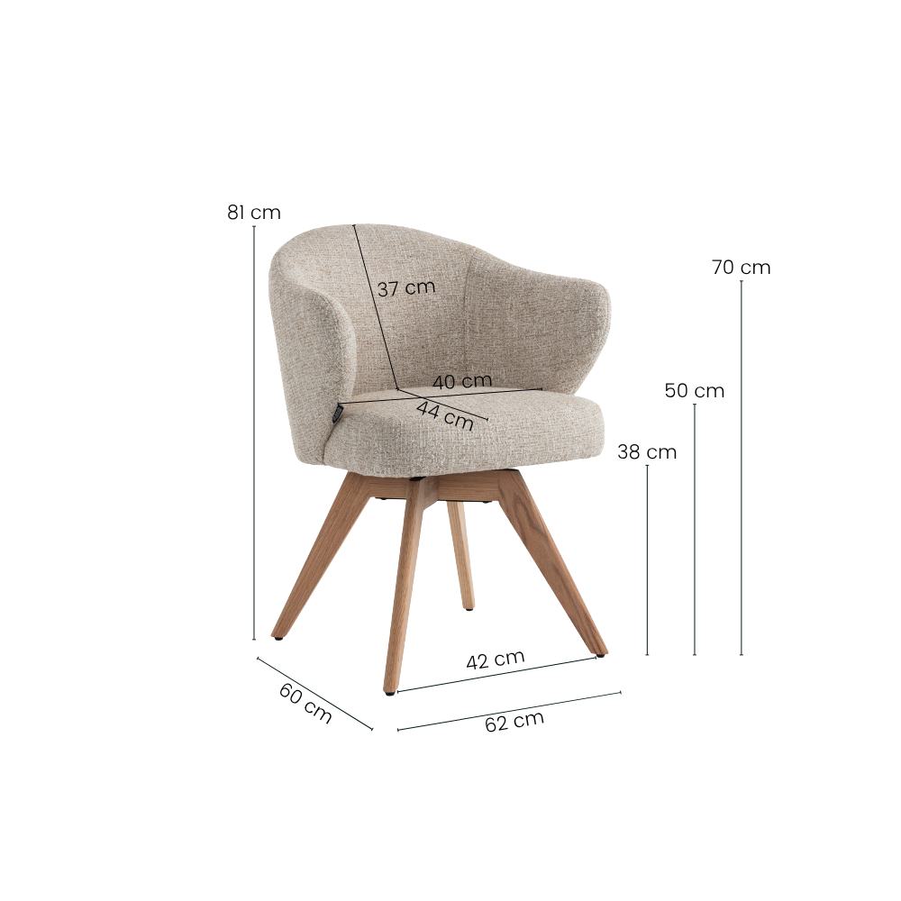 Verdal Spisebordsstol - Beige Bouclé m. Natur Eg Ben