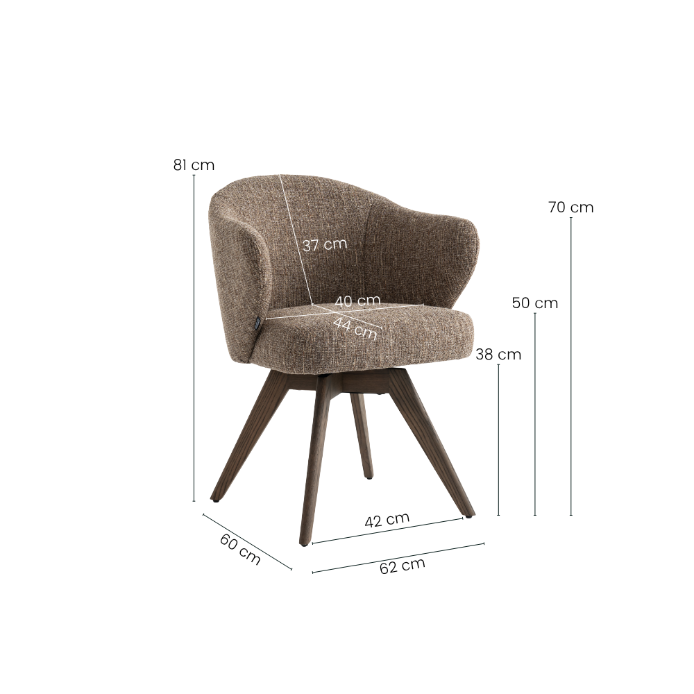 Verdal Spisebordsstol - Brun Bouclé m. Smoked Eg Ben