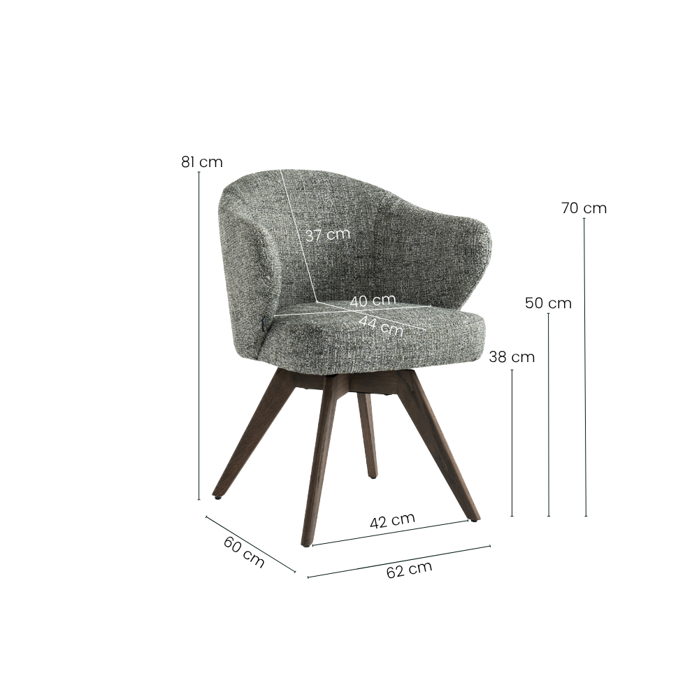 Verdal Spisebordsstol - Grøn Bouclé m. Smoked Eg Ben