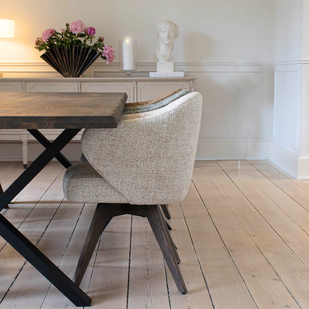 Verdal Spisebordsstol i Beige Bouclé m. Smoked eg ben
