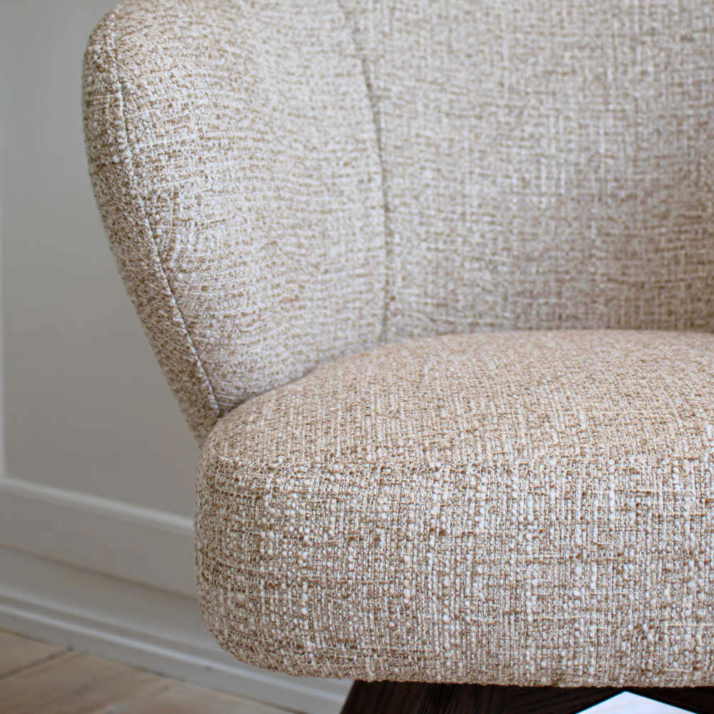 Verdal Spisebordsstol i Beige Bouclé m. sorte metal ben