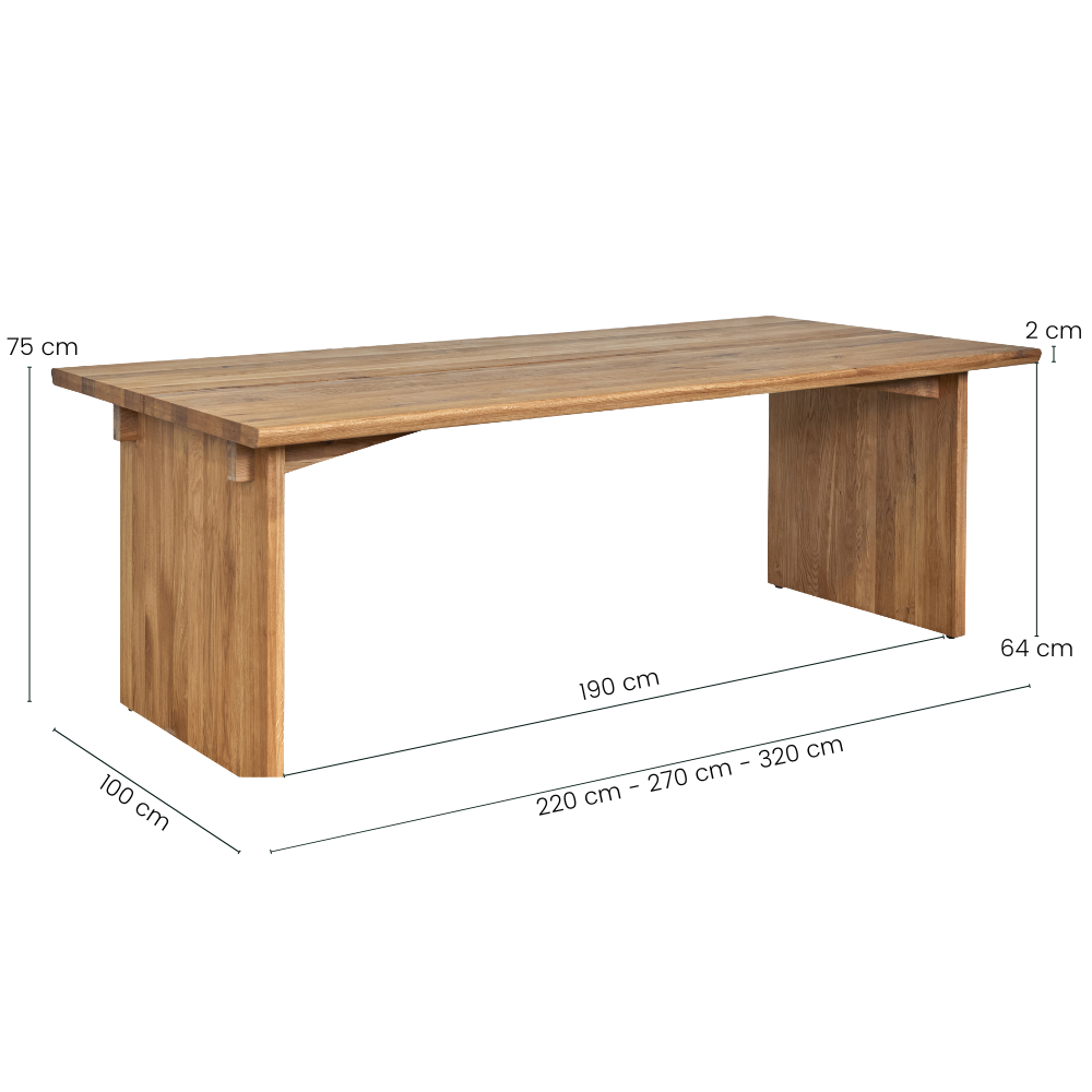 Arko Plankebord m. Tillægsplader - Natur Eg - 220 cm