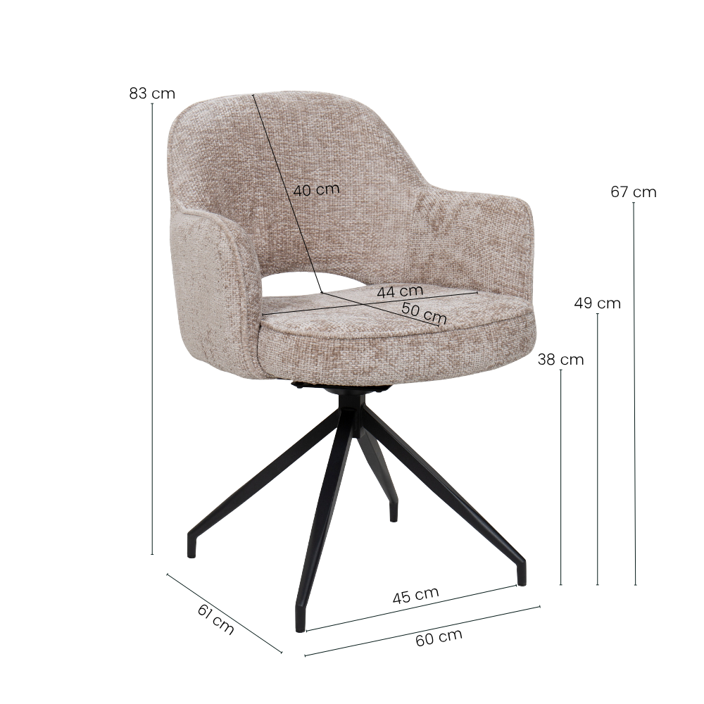 Vigga Spisebordsstol med Drejefunktion - Beige Stof