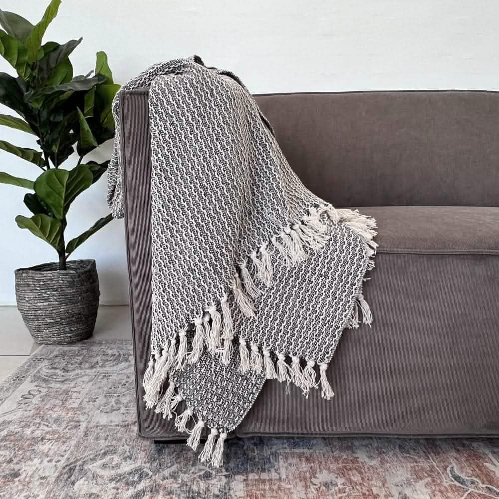 Balu Sofa - Grå/Brun Fløjl m. Puf - 240 cm