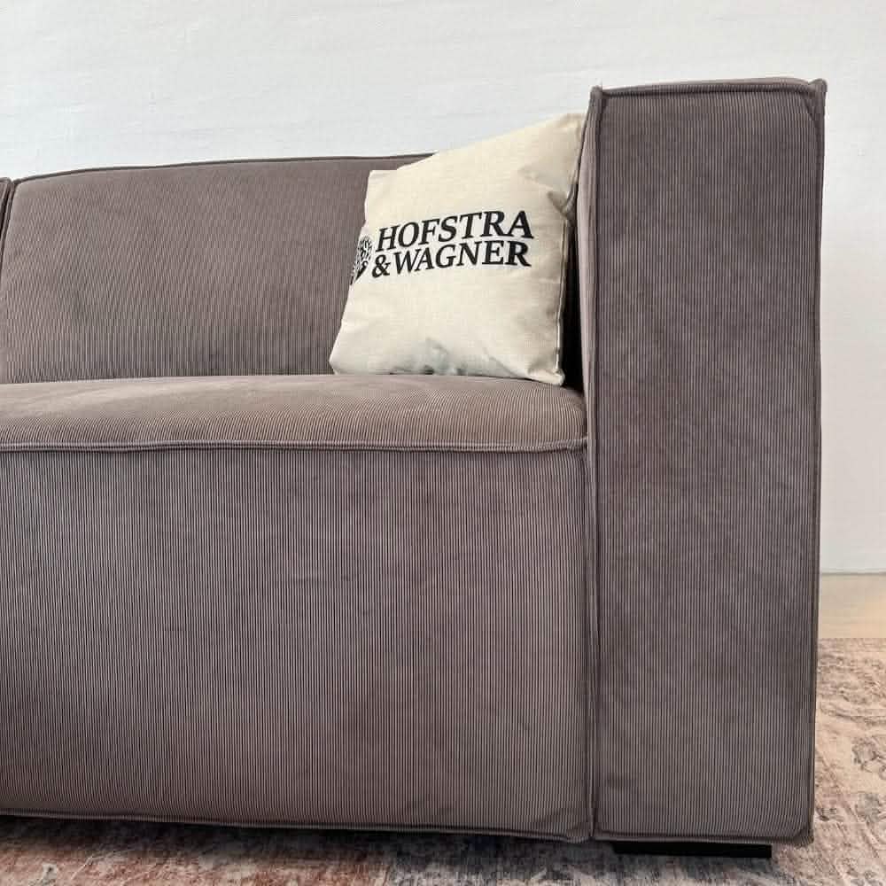 Balu Sofa - Grå/Brun Fløjl m. Puf - 240 cm