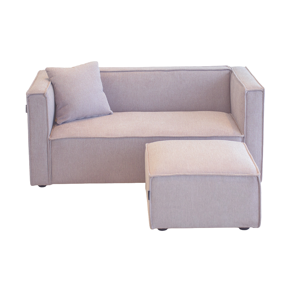 Elias Børnesofa inkl. puf - Rosa