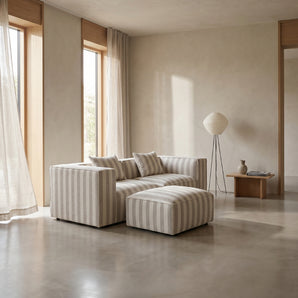Carlton 3-pers. Sofa m. Puf - Sand Stribet