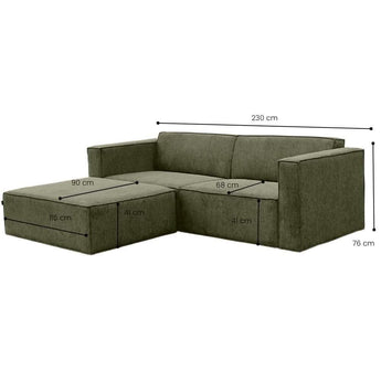 Balu Sofa - Grøn Stof inkl. puf - Hofstra & Wagner