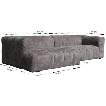 Bora Sofa i Grå Boucle - Højrevendt - 300 cm - Hofstra & Wagner
