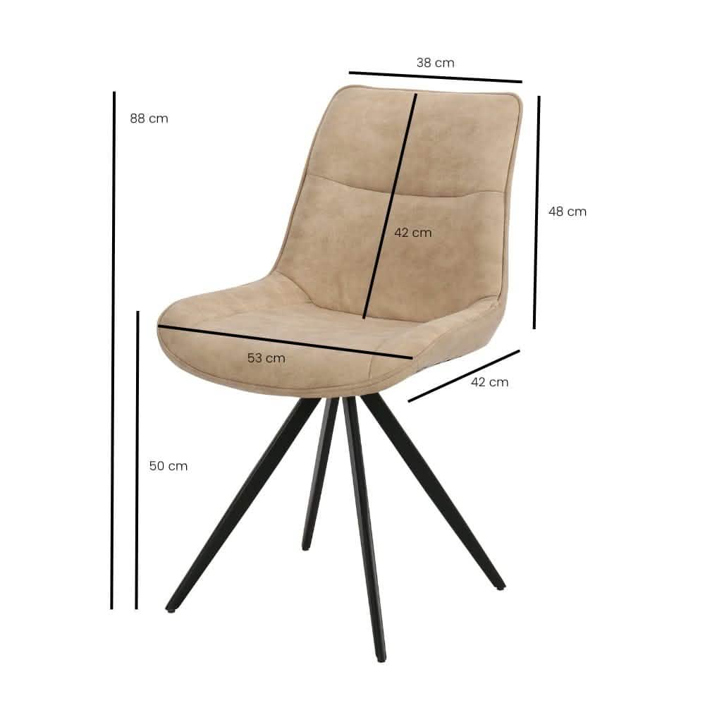 Elin spisebordsstol Beige Microfiber med drejefunktion - Hofstra & Wagner