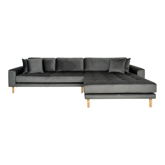Lido Lounge Sofa Højrevendt - Mørkegrå velour - Hofstra & Wagner