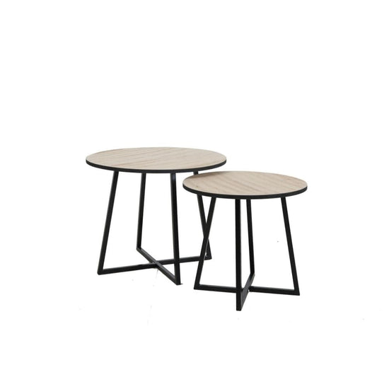 Magne Sofabordssæt - Natur med sorte ben Ø40 / Ø50 cm - Hofstra & Wagner