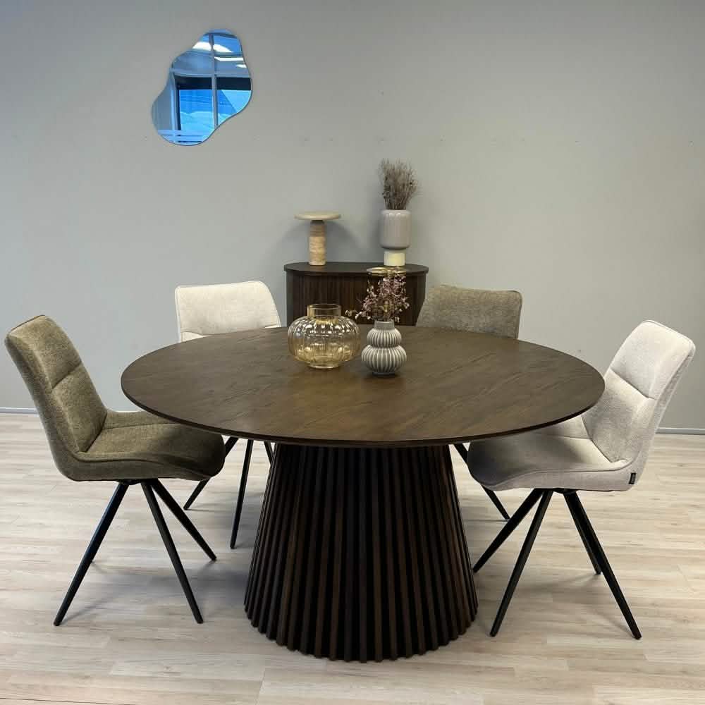 Måne Lamel Spisebord - Smoked Eg Ø140 cm - Hofstra & Wagner