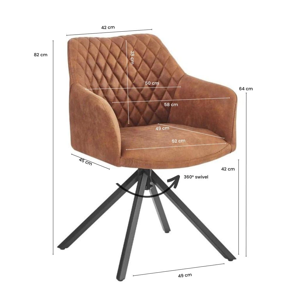 Pau Spisebordsstol med drejefunktion - Cognac microfibre - Hofstra & Wagner