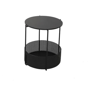 Tula Sidebord - Sort Rattan Ø41 cm - Hofstra & Wagner